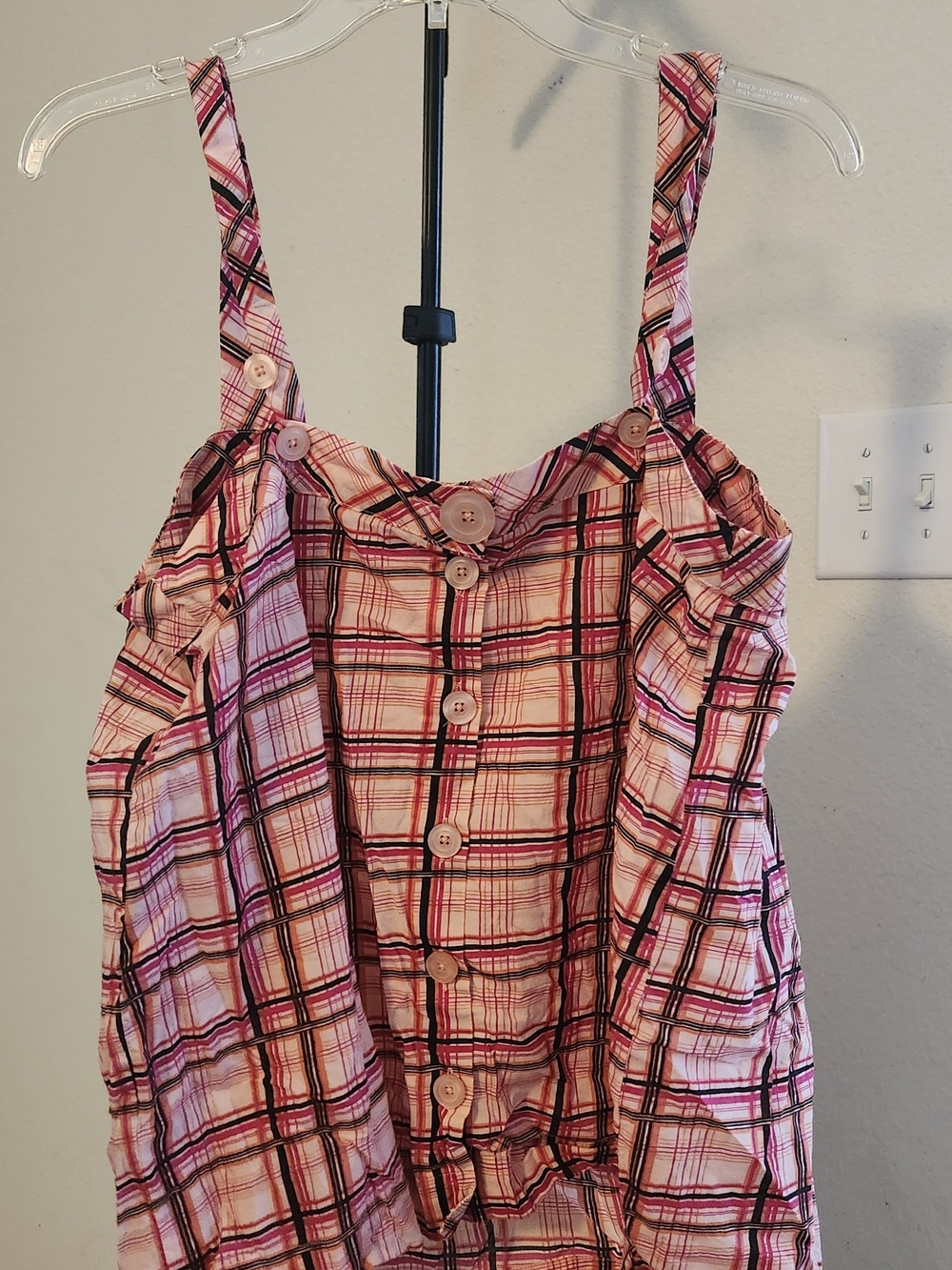 Austin Clothing Co. Pink Plaid Button-Front Cami